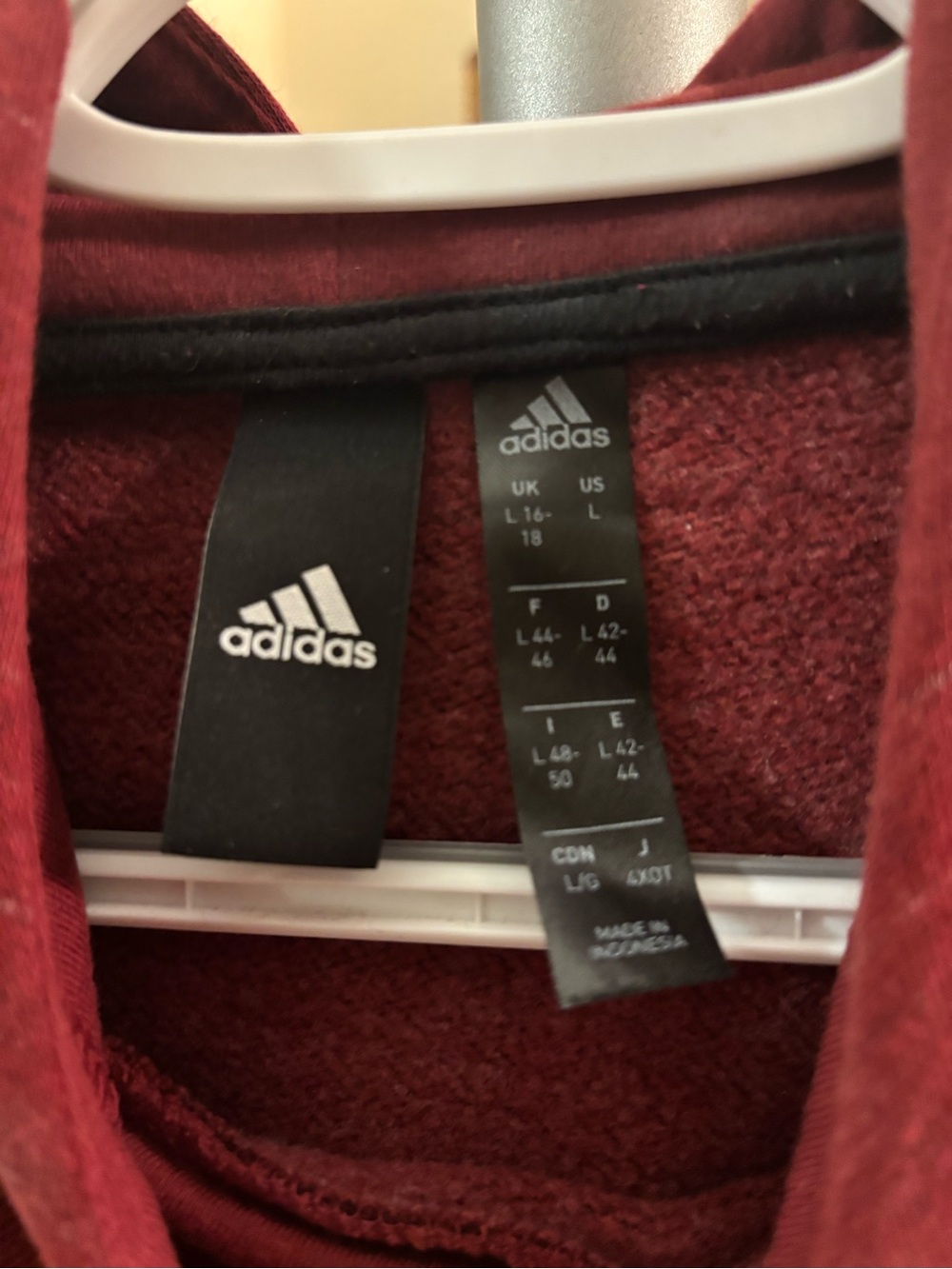 adidas Burgundy Hoodie with Pink Accent Panels - Picture 2 of 3